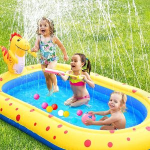 Opblaasbaar zwembad met fontein en sproeisysteem - dino variant - met gratis zomers cadeau twv 9.95 - kinderzwembad - sproeier - waterfontein - strandspeelgoed - babyzwembad